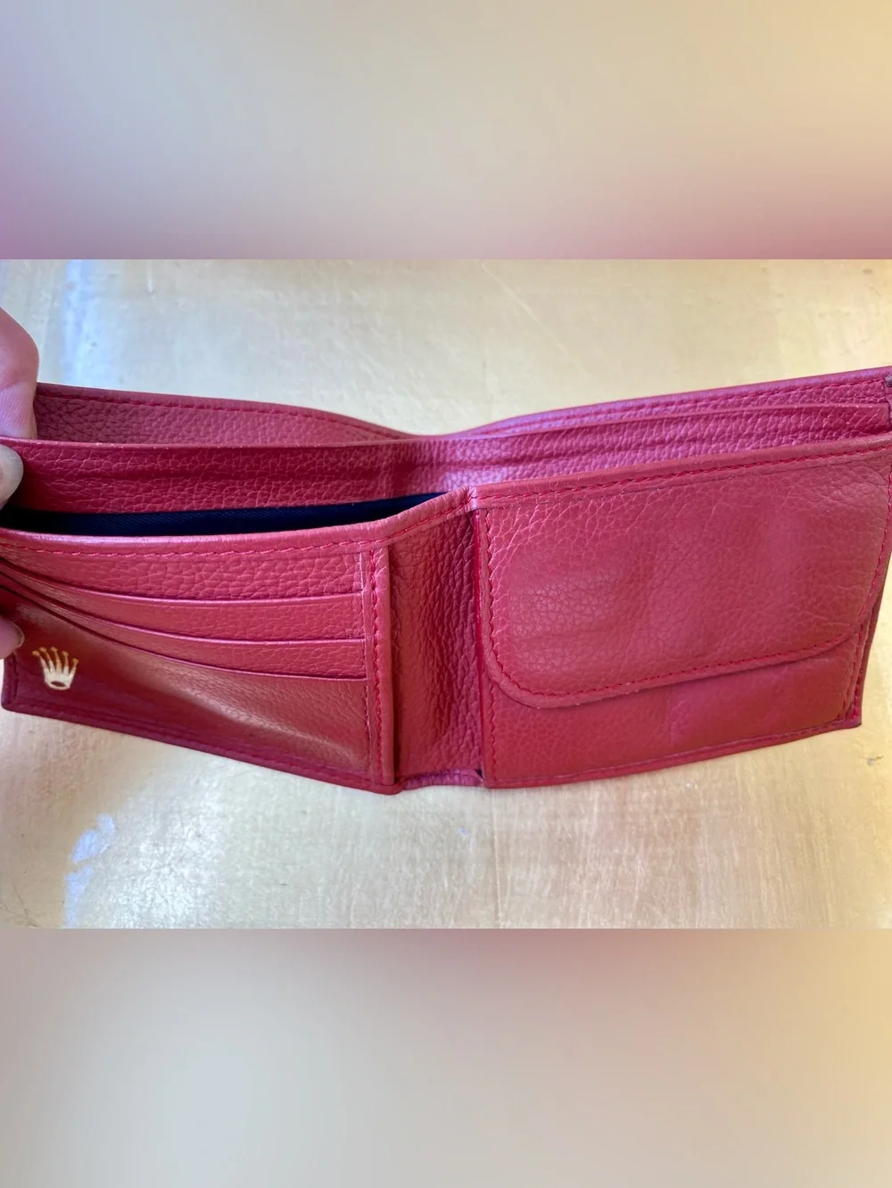 Rolex Bifold Wallet. Red Leather. Iconic Craftsmanship